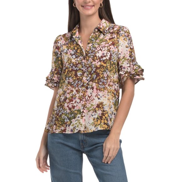 ALEX + LILI multi Short Sleeve Blouse - Picture 1 of 2